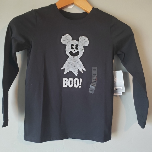Disney Mickey Mouse shirt ghost Flip SEQUIN Halloween Long Sleeve 5/6 - Picture 10 of 11